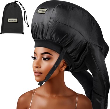 Hooded Hair Drying Bonnet Large Size for Heavy&amp;Long Hair,Portable Heat Cap for Nature Curls,Hair Dryer Bonnet Curly Hair,Deep Conditioning at Home,Hair Dryer Diffuser Cap for Curly Hair