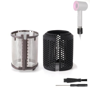 Hair Dryer Inner Filter + Outer Filter Cage Replacement for Dyson HD01 HD03 HD08 Models, Black