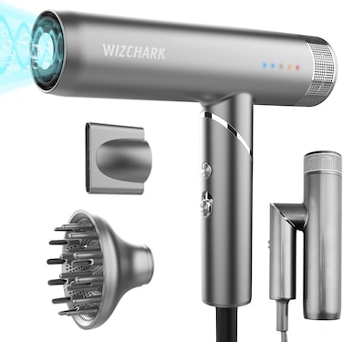 Travel Hair Dryer, Professional Hair Dryer with Diffuser, Foldable Blow Dryer with Lightweight Design Compact Powerful &amp; Fast Salon Hairdryer with High Speed Brushless Motor (Silver)