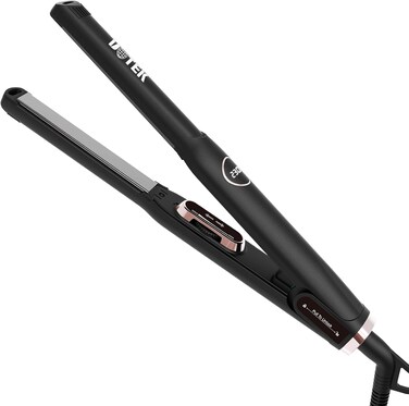 UOTEK Hair Straightener 1/2 Inch Small Flat Iron Ionic Salon Hair Flat Iron 0.5" with PTC Heating Plate for Short Hair Pencil Hair Straightener (Black)
