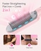 Wavytalk Hair Straightener Brush, Sleek Sweep Ionic Straightening Brush with 6 Temperature Adjust, Anti-Scald Ceramic Straightening Comb Fast Heating for Home Salon, Dual Voltage Pink.