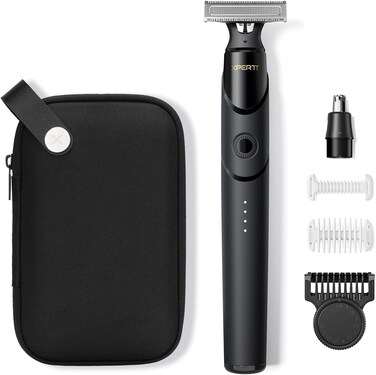 Xpert T Integrated Magnetic Electric Beard Trimmer &amp; Shaver, with Travel Case, Electric Razor, Adjustable Combs Set, Body Kits, Nose Hair Trim Head, Personal Body Trimmer for Men Women, Black
