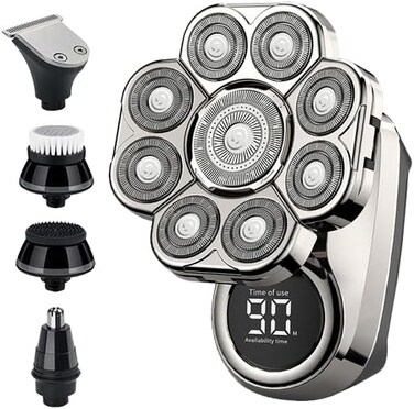 I-clean 9D Head Shavers for Bald Men,New Upgraded 6-in-1 Electric Razor with LED Display,Waterproof Wet/Dry Grooming Kit,Cordless Rechargeable Shaver for Home and Travel