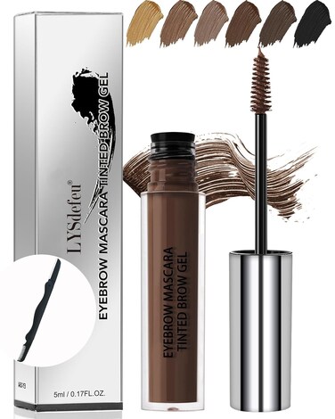 Waterproof Tinted Brow Gel-Long Lasting SmudgeProof Liquid Eyebrow Makeup,Eyebrow Mascara Tinted Brow Glue,Brow Filler Tint,Volumizing Enhance Brow Mascara,With Brow Razor Brush for Women-04Dark Brown