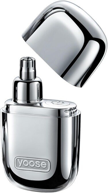Nose Hair Trimmer, Alloy Rechargeable Nose Hair Trimmer for Men Women, IPX7 Waterproof, Detachable Head, Easy to Clean, Portable Travel Size Nose Trimmer, Dual Edged Blades, Painless, Silver