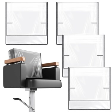 Hoolerry 4 Pcs Gray Edge Salon Chair Cover Clear Plastic Square Hairdressing Back Protectors for Fits Most Standard Back Reinforced Precision Stitched Covers to Prevent Damage Spa/Salon Chairs