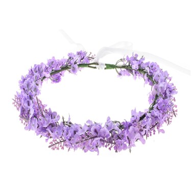 June Bloomy Wedding Hydrangea Flower Headband Spring Flower Crown Wreath Boho Garland Halo(Lavender)