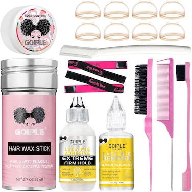 Wig Glue Lace Glue for Lace Front Wigs, Wig Glue for Hair Wigs Strong Hold Transparent Lace Adhesive HD Wig Cap for Hair Replacement Wig Glue for Lace Front Wigs No Residue No Flake Tool Set