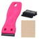 WENNALIFE Tape Remover Scraper Tool Plastic Razor Blade Scraper with 10 Replacement Blades &amp; 6 Tape Tabs Hot Pink Plastic Scraper Tool Non Scratch Tape in Extensions tool Adhesive Remover for Cleaning
