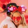 CAKURE Valentine's Day Headband Light Up Mouse Ear Headbands Red Sequins Bow Hair Band LED Glow Love Heart Headpiece Hair Accessories for Women and Girls