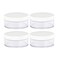AKOAK Capacity 50 ml(1.69 oz) Empty Reusable Plastic Loose Powder Compact Container DIY Makeup Powder Case with Sifter and Lined Screw Lid,White Lid,Pack of 4