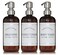 Amber Refillable Shampoo and Conditioner Bottles - Body Wash, Shampoo and Conditioner Dispenser - PET Plastic Shampoo Bottles Refillable with Pump - Waterproof Labels - 16 oz, 3 Pack (Stainless Steel)
