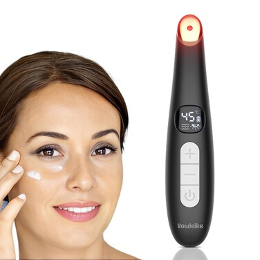 Eye Lift Wand, 3 in 1 Vibrating 98&deg;F to 113&deg;F LCD Eye Massager for Dry Eyes, Dark Circles and Puffiness, Face &amp; Neck Lifting Tool for Fine Lines and Wrinkles, Black