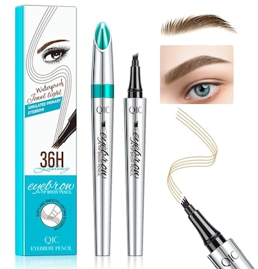 Microblading Eyebrow Pen New 3D Waterproof Eyebrow Pencil 4 Tipped Precise Brow Pen Tattoo Pencil - Creates Natural Long-lasting Looking Brows Effortlessly Magic Brow Pencil for Women (Light Brown)