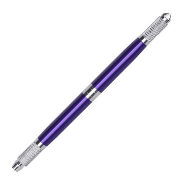 1 Piece 3 in 1 Dual-head Manual Tattoo Fog Eyebrow Micro blading Pen Manual Tattoo Microblading Pen for Makeup Supplies (Without Microblading Pens, Purple)