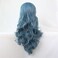 Womens Medium Long Wavy Synthetic Wig Anime Cosplay Halloween Costume Party Wig (Smoky Blue)