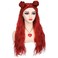 Women Long Curly Red Buns Wig with Red Heart Necklace and Earrings and Nose Stud for Princess Red Halloween Costume Party Cosplay