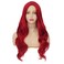 Womens Red Curly Wig Long Wavy Middle Part Synthetic Wigs for Halloween Cosplay Wig