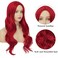 Womens Red Curly Wig Long Wavy Middle Part Synthetic Wigs for Halloween Cosplay Wig