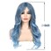 Blue Wig for Women Long Curly Wavy Pastel Blue Wig Side Part Synthetic Halloween Cosplay Wig with Wig Cap