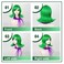 Aicos Green Wavy Cosplay Wig Short Green Flip Out Hair with Purple Scarf for Women Costume Halloween Dress Up Party Anime Cartoon Christmas+Wig Cap