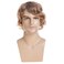 Mens Blonde Wig Short Wavy Fluffy Natural Hair with Bangs Synthetic Halloween Cosplay Costume Party Full Wigs