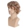Mens Blonde Wig Short Wavy Fluffy Natural Hair with Bangs Synthetic Halloween Cosplay Costume Party Full Wigs