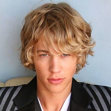 Mens Blonde Wig Short Wavy Fluffy Natural Hair with Bangs Synthetic Halloween Cosplay Costume Party Full Wigs