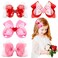 Valentine Hair Bow Large Red Clips with Pink Love Ribbon,Valentine's Day Bows for Girls Double Layer Heart Hair Clip Bow Bowknot Headwear Hairpin Alligator Clips for Women Girls