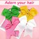 4pcs 8" Large Cheer Bows for Cheerleading Cheerleader Bows Elastics Hair Ties Bands Grosgrain Ribbon Ponytail Holder Team Baseball Softball Tennis White Pink Yellow Green