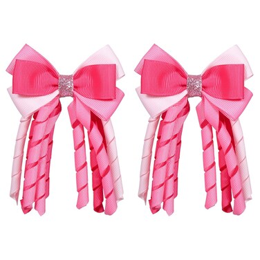 Valentine Hair Bow Clips 3 Inch Curly Ribbon Hair Clips Kids Girls Handmade Cheer Hair Accessories for Valentine's Day Party Decor, Pink&amp;Rose Red&amp;Light Pink