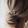 Evild Bridal Hair Pins Flower Bride Headpieces Pearls Hair Clips Crystal Wedding Hair Accessories for Brides and Bridesmaids(Pack of 3) (Silver)