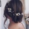 Jakawin Bride Flower Wedding Hair Vine Crystal Hair Piece Pearl Bridal Headpiece Leaf Hair Accessories for Women and Girls HV103 (Gold)