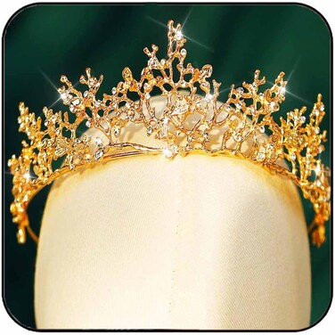 Yean Adult Tiaras and Crowns Gold Wedding Princess Queen Crown Baroque Vintage Rhinestone Tiara Hair Accessories for Women and Men