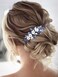 Unicra Butterfly Bride Wedding Hair Vine Blue Pearl Bridal Hair Piece Silver Hair Accessories Rhinestone Headband for Women and Girls