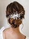 Unicra Flower Bride Wedding Hair Comb Leaf Silver Bridal Headpiece Pearl Hair Accessories Crystal Hair Piece Jewelry for Women and Girls (A Silver)