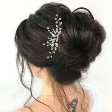 Unicra Bride Wedding Hair Comb Sparkly Crystal Bridal Hair Piece Rhinestone Hair Accessorie for Women and Girls (Gold)