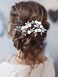 Unicra Flower Bride Wedding Hair Pins Silver Crystal Bridal Hair Pieces Pearl Hair Accessories for Women and Girls (Pack of 3) (A-Silver)
