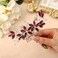 Casdre Crystal Bride Wedding Hair Comb Silver Leaf Bridal Hair Accessories Rhinestone Party Prom Hair Piece for Women and Girls (E Red)