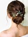 Latious Emerald Green Bride Wedding Rhinestones Hair Pins Gold Leaf Bridal Hair Pieces Crystal Hair Accessories for Women and Girls (Pack of 3) (Gold)