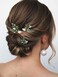 Latious Emerald Green Bride Wedding Rhinestones Hair Pins Gold Leaf Bridal Hair Pieces Crystal Hair Accessories for Women and Girls (Pack of 3) (Gold)