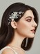 SWEETV Silver Bridal Hair Comb for Wedding Hair Accessories, Handmade with Crystals, Pearls, and Leaves, 4.72 x 2.75 inches, for Brides, Women