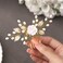 Gorais Flower Bride Wedding Hair Comb Pearl Bridal Hair Pieces Leaf Hair Accessories for Women and Girls (b-gold)