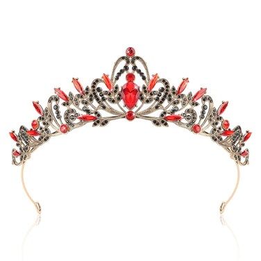 CIEHER Red and Black Crown for Women Girls, Queen of Hearts Crown Costume Evil Queen Crown for Halloween Decorations, Red Crown Red Tiara for Girls, Crowns for Women Birthday Prom Gothic Wedding Party