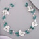 Flower Leaf Crystal Wedding Hair Vine for Bride Bridesmaid Pearls Beads Crystal Hair Accessories for Women and Girls Peacock Blue