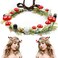 MEMOVAN Handmade Mushroom Crown Headband Woodland Headpiece Christmas Hair Wreath with Pine Berries Fairy Flower Floral Halo Headband Winter Holiday Tiara for Women Girl Holiday Decoration