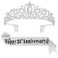 YARIEW 25th Anniversary Decorations, Silver Crown and Happy 25th Anniversary Sash Set, Tiara Crown Sash for 25th Wedding Anniversary Decorations Gifts for Women