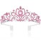CURASA Pink Crystal Tiara Cute Crowns for Women Princess Crown Birthday Crown for Girls Wedding Headband Cute Kids Hair Accessories for Prom Costume Christmas