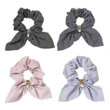 4Pcs Rabbit Ears Bow Hair Bands Scrunchies Striped Bow-knot Hair Elastic Hair Ties Bands Ropes Ponytail Holder for Women Girls