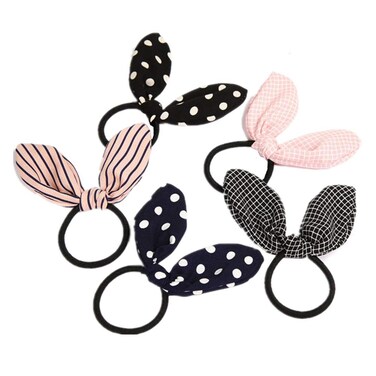 12 Pcs Rabbit Ears Bow Hair Bands Scrunchies Chiffon Bow Hair Elastic Hair Ties Bands Ropes Ponytail Holder for Women Girls
